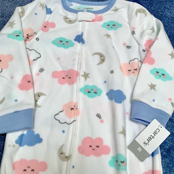NWT Two Pairs of Carter’s Girl’s 1-Piece Fleece Footie PJs Size 3T - Picture 3 of 4